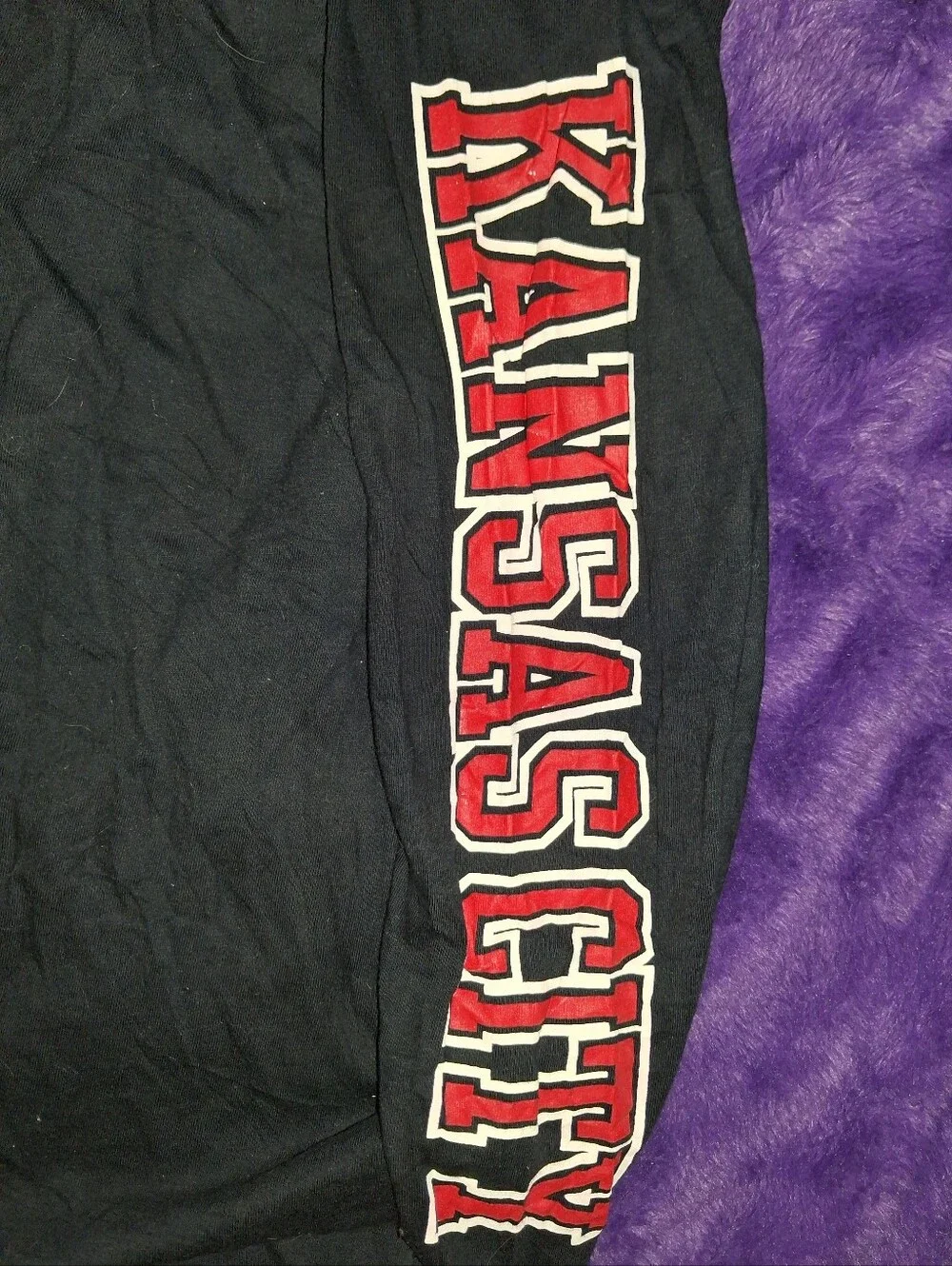 Nike Black Long-Sleeve Kansas City Chiefs Tee with Red & White Sleeve Graphics